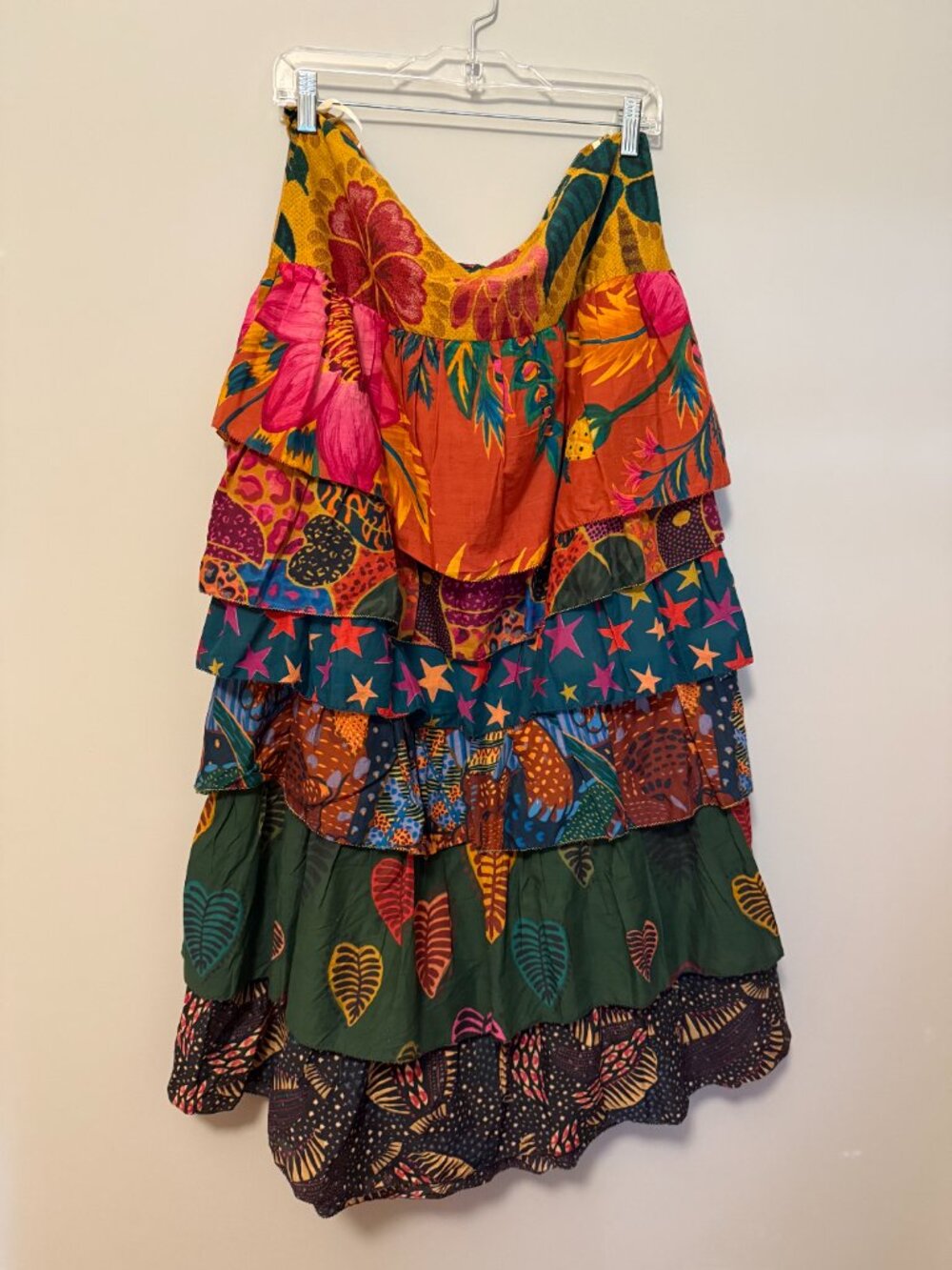 Farm Rio Mixed Print Tiered Maxi Skirt Layered Ruffles Sold Out Size XL